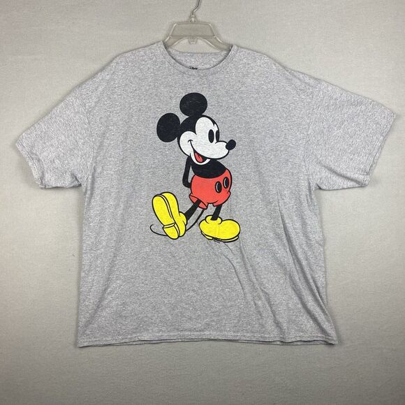 Disney Mickey Mouse Classic Distressed Standing T-Shirt Gray Adult Size XXL 2XL - Picture 1 of 6